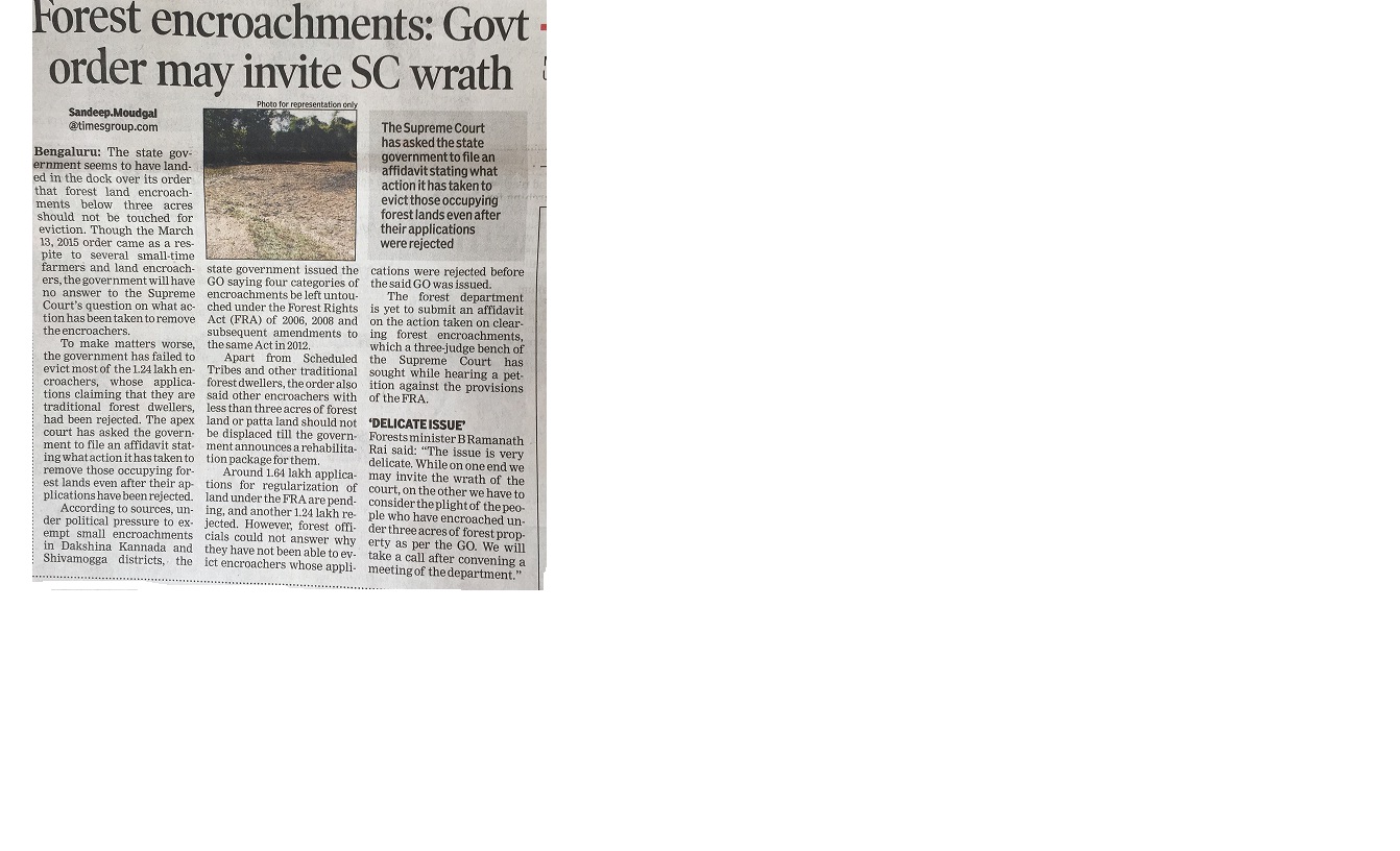 Forest Encrochment  Govt  Order May Invite SC wrath